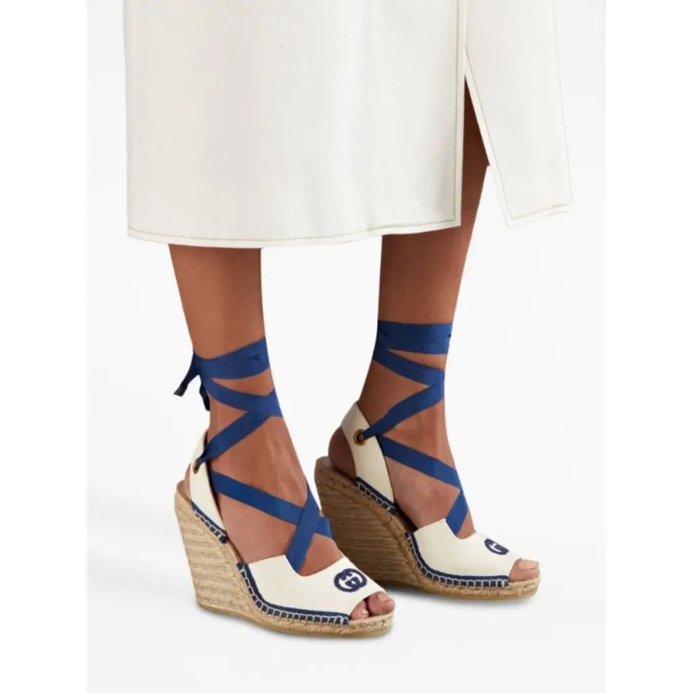 Gucci Judit Peep-Toe Espadrille Sandals